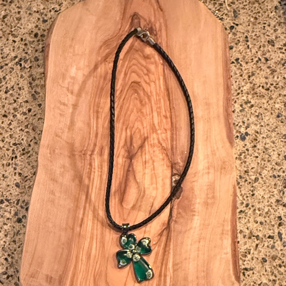 Green Clover Pendant Necklace - Women's Jewelry boho festival ready!